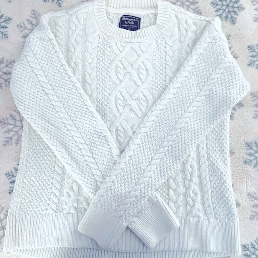Abercrombie & Fitch White Chunky Cable Sweater